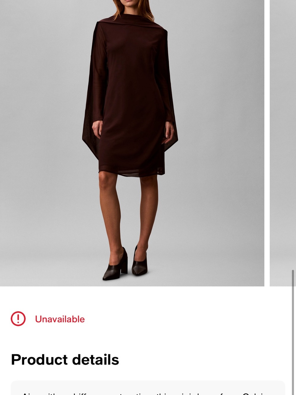 Calvin Klein Dark Brown Long-Sleeve Mini Dress